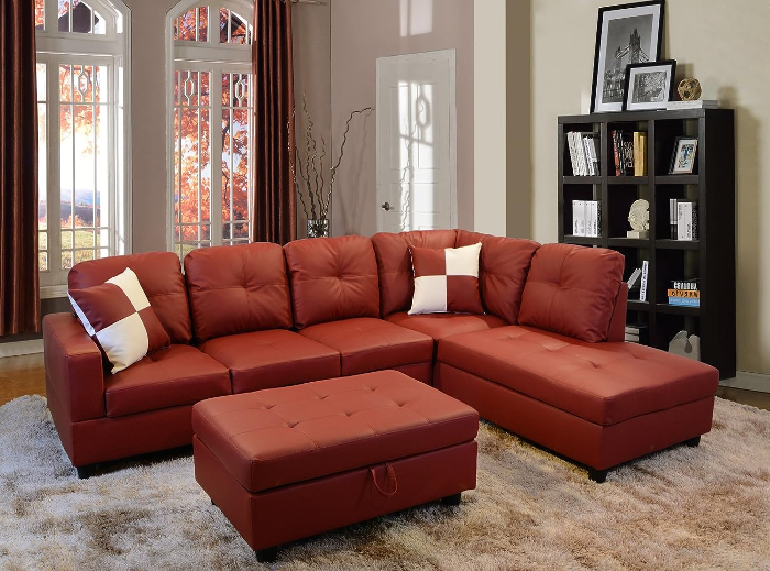 Beverly Fine Furniture Leather Sectional Sofa