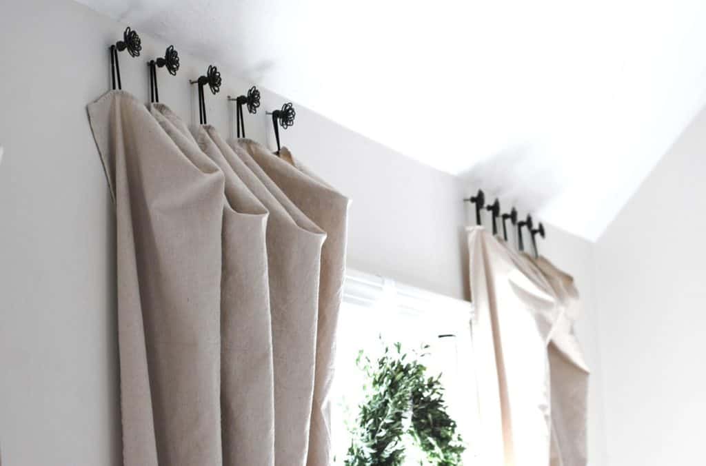 How to Make No Sew DIY Drop Cloth Curtains.
