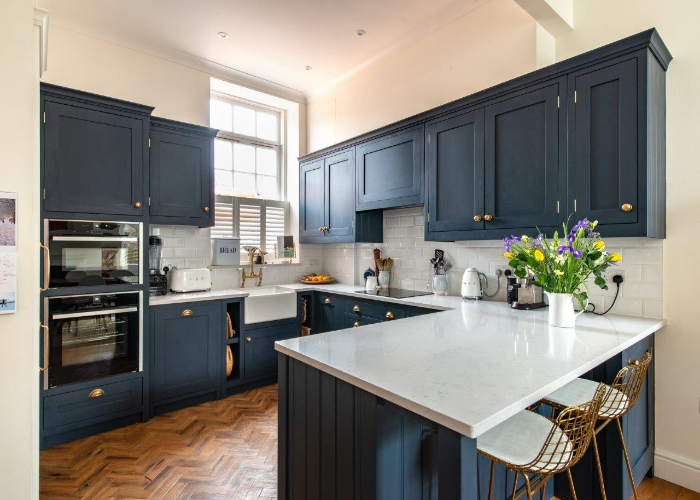 Navy Blue and White with Black