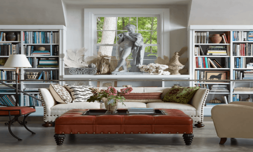 Ottoman with Built-In Tray